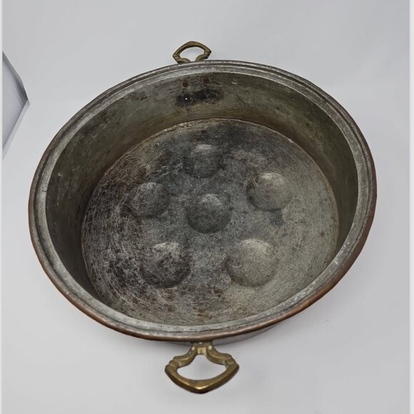 Antique Hand Hammered Copper Abskelivar Pan Egg Escargot Pancakes 18th C X Large - Picture 2 of 10